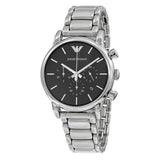 Emporio Armani Chronograph Black Dial Silver Steel Strap Watch For Men - AR1853