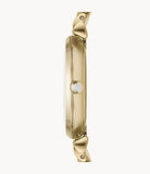 Emporio Armani Gianni T Bar White Mother of Pearl Dial Gold Steel Strap Watch For Women - AR1907