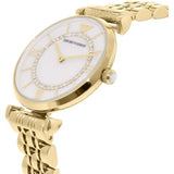 Emporio Armani Gianni T Bar White Mother of Pearl Dial Gold Steel Strap Watch For Women - AR1907