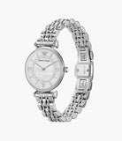 Emporio Armani Gianni T-Bar Mother of Pearl Dial Silver Stainless Steel Watch For Women - AR1908