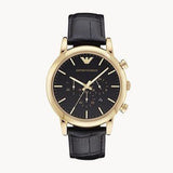 Emporio Armani Luigi Chronograph Black Dial Black Leather Watch For Men - AR1917