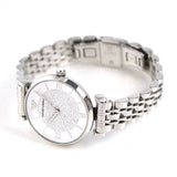 Emporio Armani Gianni T Bar White Crystal Pave Dial Silver Stainless Steel Strap Watch For Women - AR1925