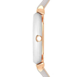 Emporio Armani Gianni T Bar Quartz Mother of Pearl Dial White Leather Strap Watch For Women - AR1965