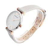 Emporio Armani Gianni T Bar Quartz Mother of Pearl Dial White Leather Strap Watch For Women - AR1965