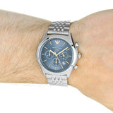 Emporio Armani Luigi Chronograph Quartz Blue Dial Silver Steel Strap Watch For Men - AR1974