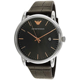 Emporio Armani Luigi Quartz Gray Dial Brown Leather Strap Watch For Men - AR1996