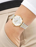 Emporio Armani Gianni T Bar Analog White Dial Two Tone Steel Strap Watch For Women - AR2076