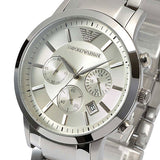 Emporio Armani Renato Chronograph Cream Dial Silver Steel Strap Watch For Men - AR2458