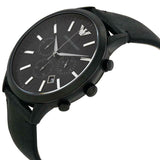 Emporio Armani Sportivo Chronograph Black Dial Black Leather Strap Watch For Men - AR2461