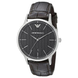 Emporio Armani Renato Analog Black Dial Black Leather Strap Watch For Men - AR8035