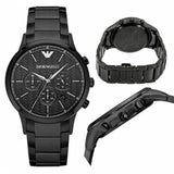 Emporio Armani Dress Chronograph Quartz Black Dial Black Stainless Steel Strap Watch For Men - AR2485