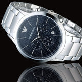 Emporio Armani Renato Chronograph Blue Dial Silver Steel Strap Watch For Men - AR2486