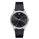 Emporio Armani Luigi Quartz Black Dial Black Leather Strap Watch For Men - AR2500