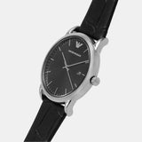 Emporio Armani Luigi Quartz Black Dial Black Leather Strap Watch For Men - AR2500