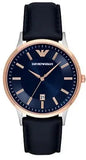 Emporio Armani Renato Analog Blue Dial Black Leather Strap Watch For Men - AR2506