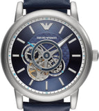 Emporio Armani Luigi Chronograph Blue Dial Black Leather Strap Watch For Men - AR60011