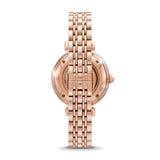 Emporio Armani Gianni T-Bar Silver Dial Rose Gold Steel Strap Watch For Women - AR60023