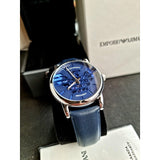 Emporio Armani Luigi Automatic Blue Dial Blue Leather Strap Watch For Men - AR60030