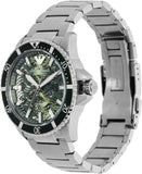 Emporio Armani Diver Automatic Green Dial Silver Steel Strap Watch For Men - AR60061