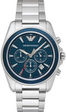 Emporio Armani Sportivo Chronograph Blue Dial Silver Steel Strap Watch For Men - AR6091