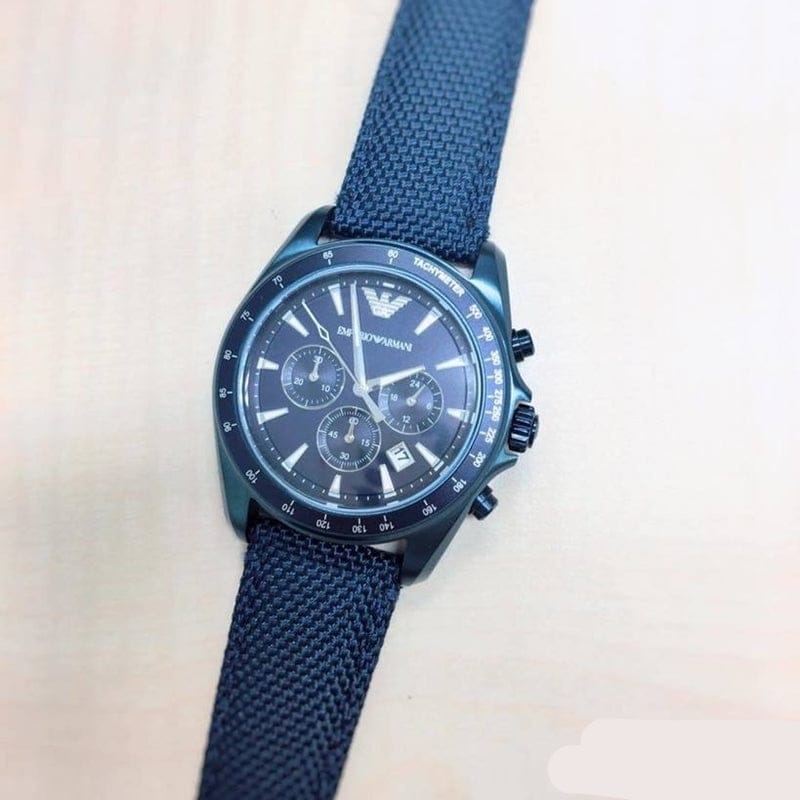 Emporio Armani Sportivo Chronograph Blue Dial Blue Nylon Strap Watch for Men - AR6132