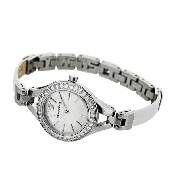 Emporio Armani Chiara Mother of Pearl Dial White Leather Strap Watch for Women - AR7353