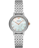 Emporio Armani Interchangeable Analog Mother of Pearl Dial Silver Steel Strap Watch For Women - AR80020