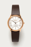 Calvin Klein Minimal White Dial Brown Leather Strap Watch for Women - K3M226G6