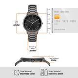 AX2761-3P-11 black stainless steel watch with specs, size 42mm