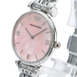 Emporio Armani Gianni T Bar Pink Mother of Pearl Dial Silver Steel Strap Watch For Women - AR1779