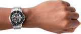 Fossil FB-01 Automatic Skeleton Black Dial Silver Steel Strap Watch for Men - ME3190