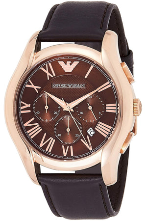 Emporio Armani Chronograph Brown Dial Brown Leather Strap Watch For Men - AR1701