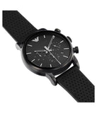 Emporio Armani Luigi Chronograph Black Dial Black Leather Strap Watch For Men - AR1737