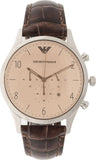 Emporio Armani Classic Chronograph Cream Dial Brown Leather Strap Watch For Men - AR1878