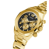 Guess Empire Quartz Black Dial Gold Steel Strap Watch For Men - GW0489G2