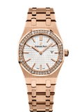 Audemars Piguet Royal Oak Quartz White Dial Rose Gold Steel Strap Watch for Women - 67651OR.ZZ.1261OR.01