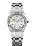 Audemars Piguet Royal Oak Quartz Diamonds White Dial Silver Steel Strap Watch for Women - 67651ST.ZZ.1261ST.01