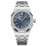 Audemars Piguet Royal Oak 50th Anniversary Diamond Ice Blue Dial Silver Steel Strap Watch for Men - 15551ST.ZZ.1356ST.01