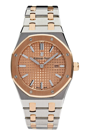 Audemars Piguet Royal Oak Quartz 18K Pink Gold Dial Two Tone Steel Strap Watch for Women - 67650SR.OO.1261SR.01