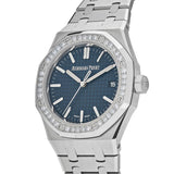 Audemars Piguet Royal Oak 50th Anniversary Diamond Ice Blue Dial Silver Steel Strap Watch for Men - 15551ST.ZZ.1356ST.01