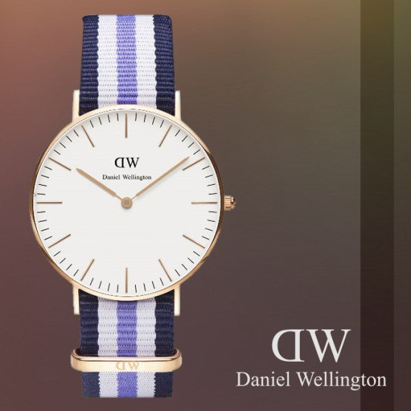 Daniel Wellington Classic Trinity White Dial Three Tone Nylon Strap Watch For Women - 0509DW