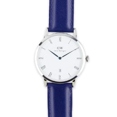 Daniel Wellington Dapper Somerset White Dial Blue Leather Strap Watch For Men - DW00100192