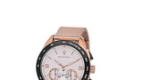 Maserati Traguardo 45mm Chronograph Rose Gold Mesh Strap White Dial Watch For Men - R8873612011