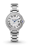 Cartier Ballon Bleu De Cartier Diamonds Silver Dial Silver Steel Strap Watch for Women - W4BB0023