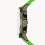 Fossil Bannon Chronograph Grey Dial Green Silicone Strap Watch for Men - BQ2501