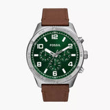 Fossil Brox Multifunction Green Dial Brown Leather Strap Watch for Men - BQ2801