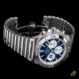 Breitling Chronomat B01 42 Six Nations Scotland Blue Dial Silver Steel Strap Watch for Men - AB0134A51C1A1