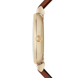 Emporio Armani Gianni T Bar Quartz Pink Mother of Pearl Dial Brown Leather Strap Watch For Women - AR1960