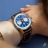 Breitling Top Time B01 Shelby Cobra Blue Dial Brown Leather Strap Watch for Men - AB01763A1C1X1