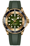 Breitling Superocean Automatic 42 Green Dial Green Rubber Strap Watch for Men - N17375201L1S1